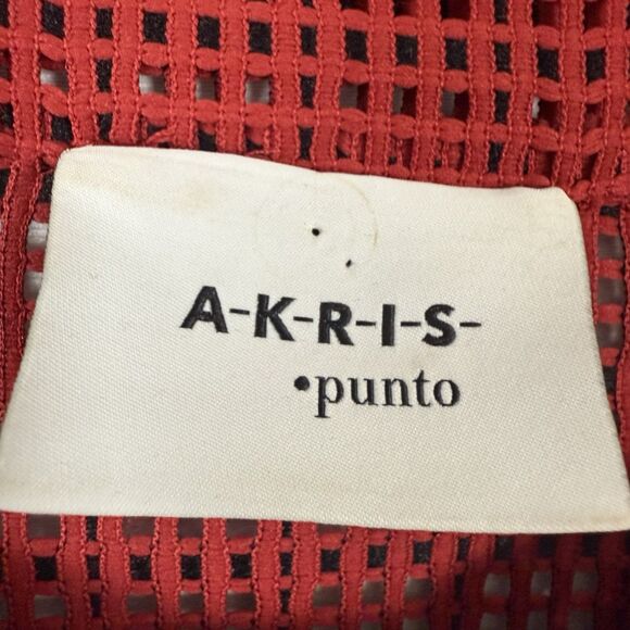 AKRIS Punto Mesh Grid Jacket Luminous Red Semi Sheer Adjustable Sleeve - Picture 7 of 16